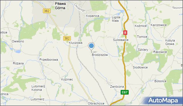 mapa Brodziszów, Brodziszów na mapie Targeo